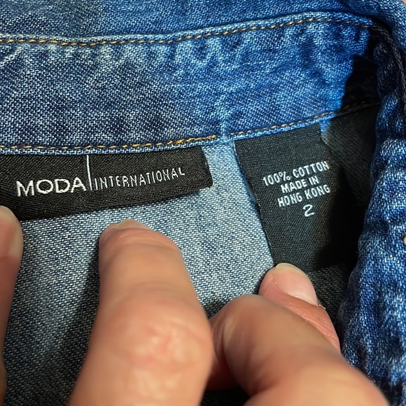 Moda International Denim Dress, Jean Dress, snap front, 2 - Picture 3 of 7